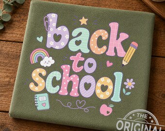 Pastel Back to School Sublimation File, Teacher Gift, First Day Graphic (Digital Download)