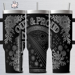 Laser Engraving svg And png Digital Downloads for Engraving 40oz Tumblers, Tumbler Wrap, Pride Month Design, Out and Proud Rainbow