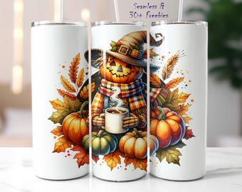Fall Scarecrow Tumbler Wrap: Autumn Pumpkin Spice (Digital Download)