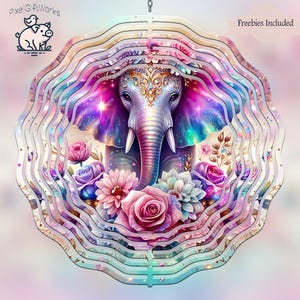 Elephant Wind Spinner PNG, Elephants Sublimation Design, Windspinner Digital Download, Square And Round File, Makes Great DIY Gift, Yard Art