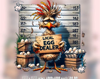 Funny Chicken Egg Dealer PNG: Humorous Sublimation Design (Digital Download)