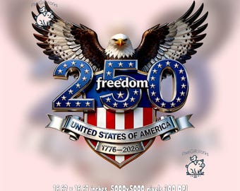 USA 250th Anniversary Digital Download, Semiquincentennial PNG, Freedom Eagle Design, Patriotic Digital Art, Sublimation File, USA Pride