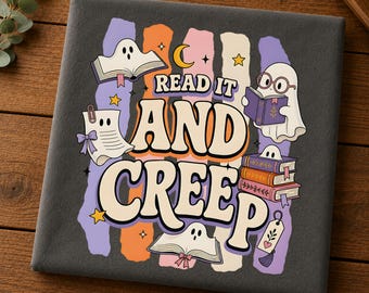 Ghost Reader PNG – Halloween Book Lover Spooky Design (Digital Download)