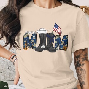 Navy Mom Sublimation Design, Camo Letters, Patriotic Boots (Digital Download) image 5