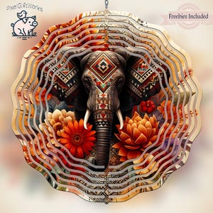 Elephant Wind Spinner PNG, Elephants Sublimation Design, Windspinner Digital Download, Square And Round File, Makes Great DIY Gift, Yard Art