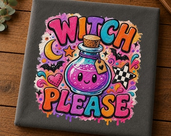 Kawaii Potion Bottle PNG, Spooky Witch Halloween Design (Digital Download)