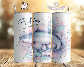 Catfish Tumbler Wrap: Funny Fishing Sublimation Design (Digital Download)