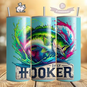 Fishing Tumbler Wrap PNG, 20oz Skinny Tumbler, Bass Fisherman, Father&#39;s Day Sublimation Digital Download Design, Fish 20 Oz File, DIY Gifts
