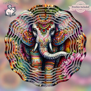 Elephant Wind Spinner PNG, Elephants Sublimation Design, Windspinner Digital Download, Square And Round File, Makes Great DIY Gift, Yard Art