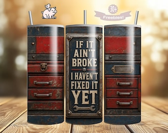 Mechanic Toolbox Tumbler Wrap, Funny Dad Quote, Vintage Garage Design (Digital Download)