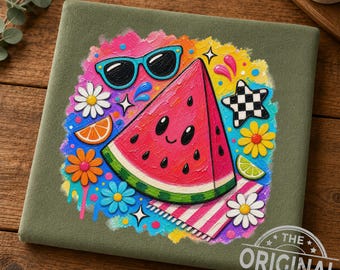 Watermelon Summer PNG, Retro Beachy Graphic File (Digital Download)