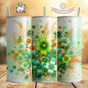 St. Patrick&#39;s Day Tumbler Wrap: Lucky Shamrock Design (Digital Download)