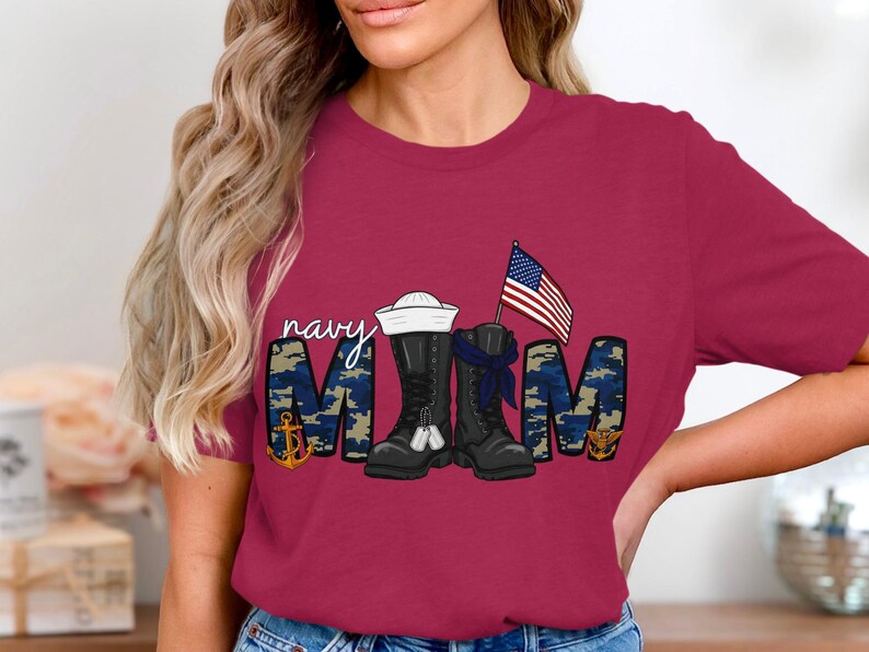 Navy Mom Sublimation Design, Camo Letters, Patriotic Boots (Digital Download) image 10