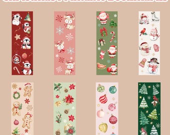 Christmas Printable Bookmarks, Holiday Bookmarks, Digital Download, PDF File, PNG Format.