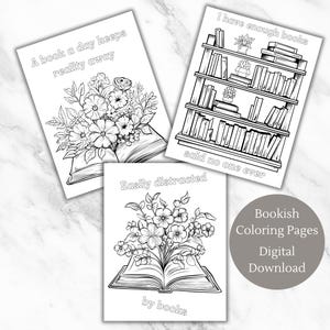 Páginas para colorir para imprimir para leitores, presentes literários para amantes de livros, PDF para imprimir, download digital, páginas para colorir para amantes de livros para adultos.