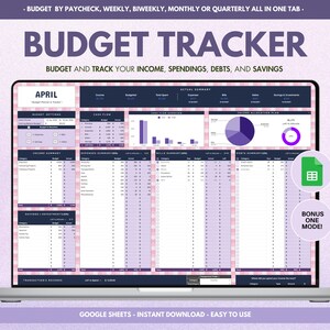 Easy Budget Planner Tracker Spreadsheet in Google Sheets, Monthly Weekly Biweekly Paycheck Template, Flexible Expense and Savings Tracker