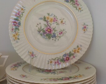 Lenox Sonnet Bone China salad plates pink yellow blue flowers Tea party Bridal party