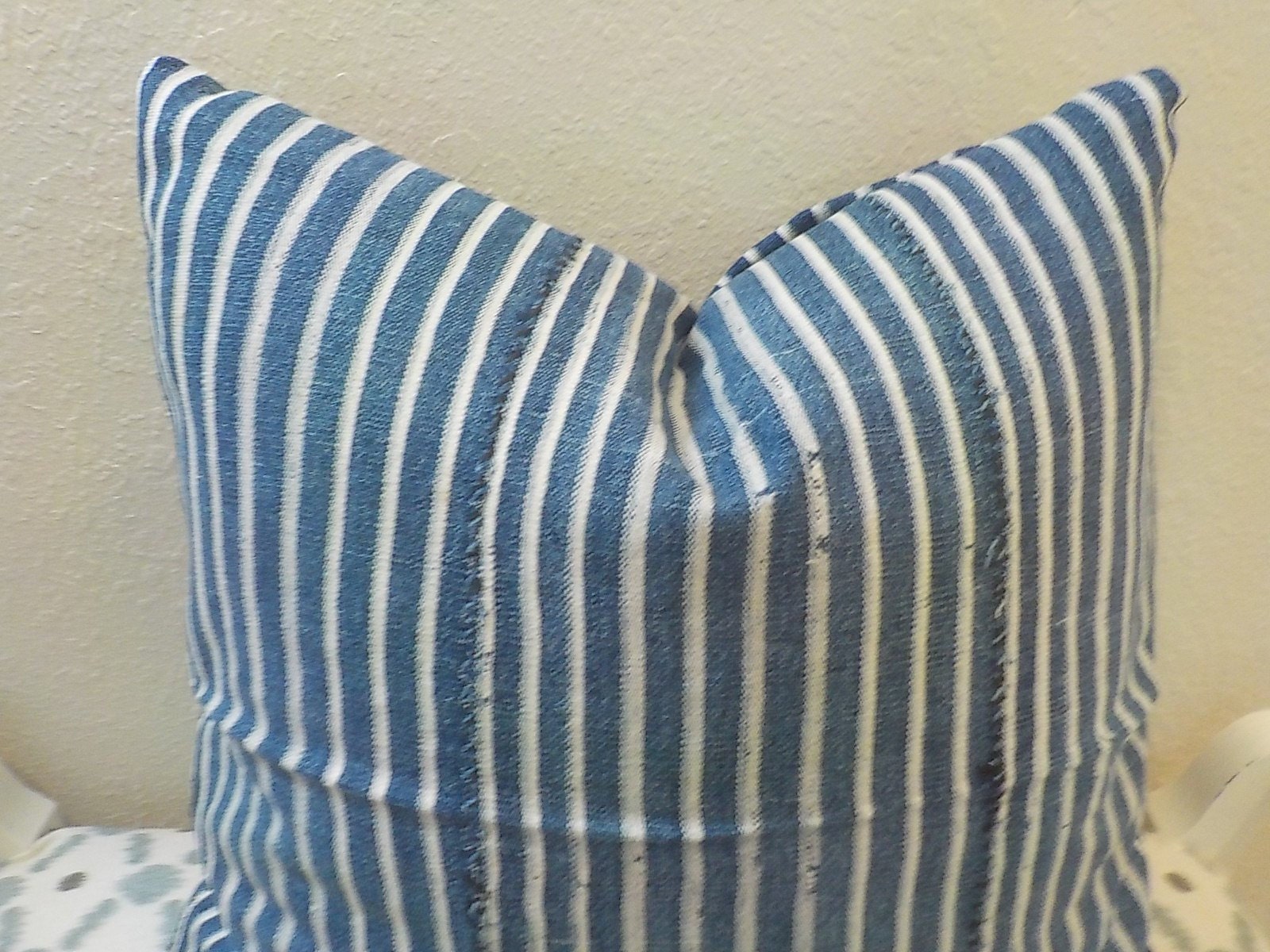 African mudcloth Malibu Indigo Ticking Blue Mud cloth Pillow Cover Batik