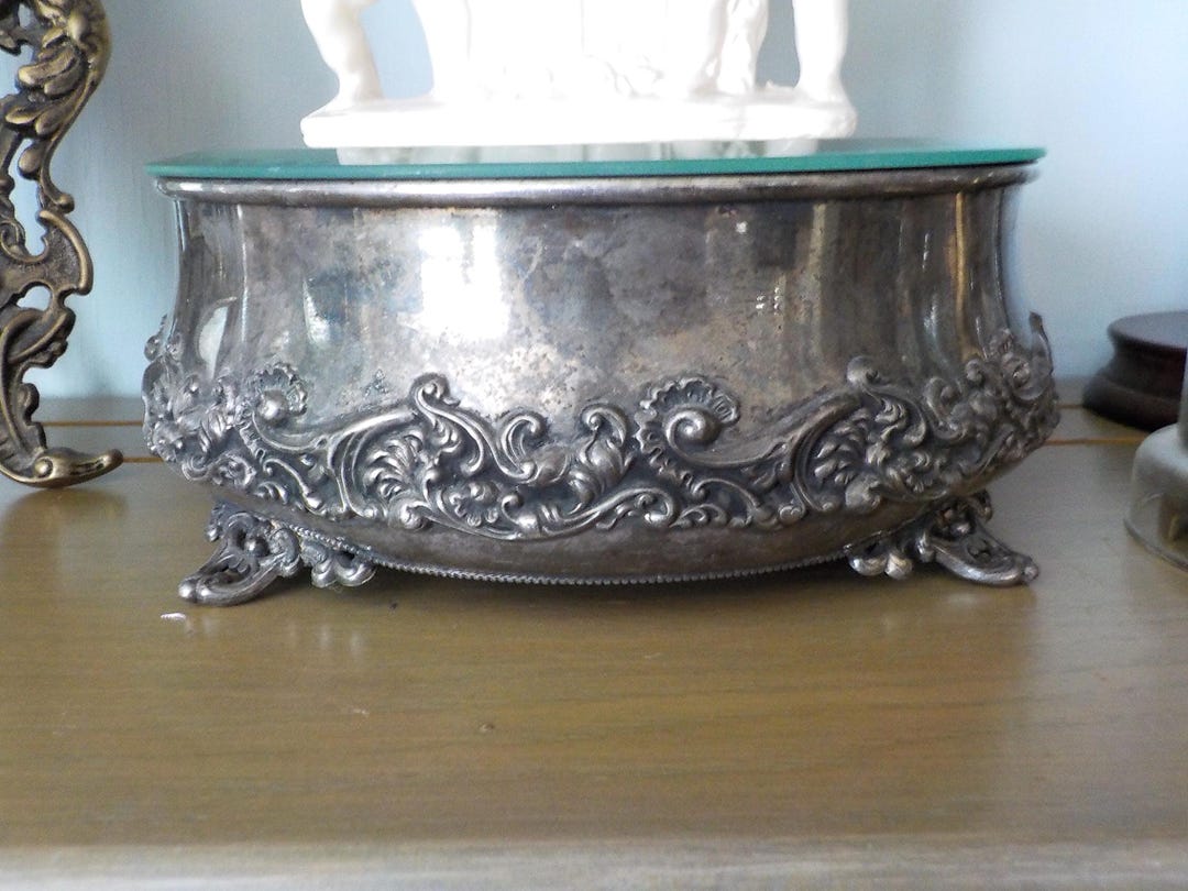 Sale--antique Quadruple Silver Riser Plate Footed Stand Riser With ...
