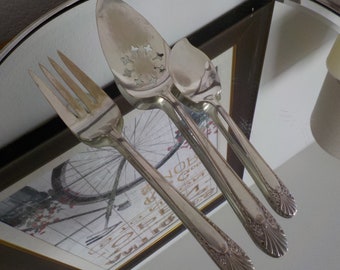 Crown Radiance Silver plate meat fork jam spoon pie server