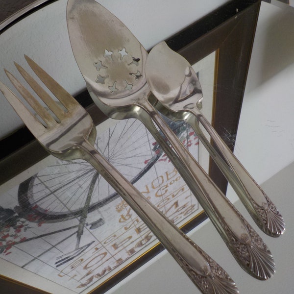 Crown Radiance Silver plate meat fork jam spoon pie server