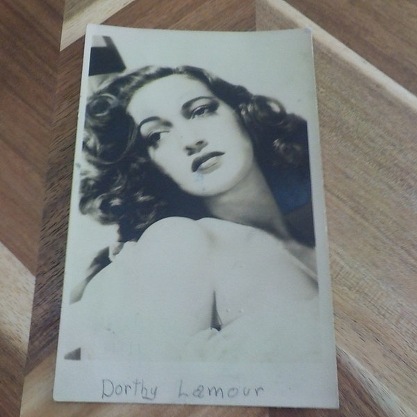 Vintage picture postcard Dorothy Lamour signed post marked Beverly Hills Ca.