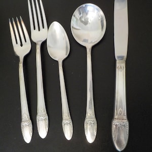 SALE--First Love silver plate 5 piece place settings silverplate dinner flateware