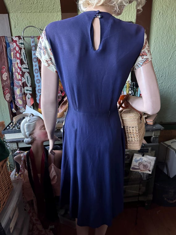 Vintage 1940s Rayon Jersey Mushrooms Butterflies … - image 9