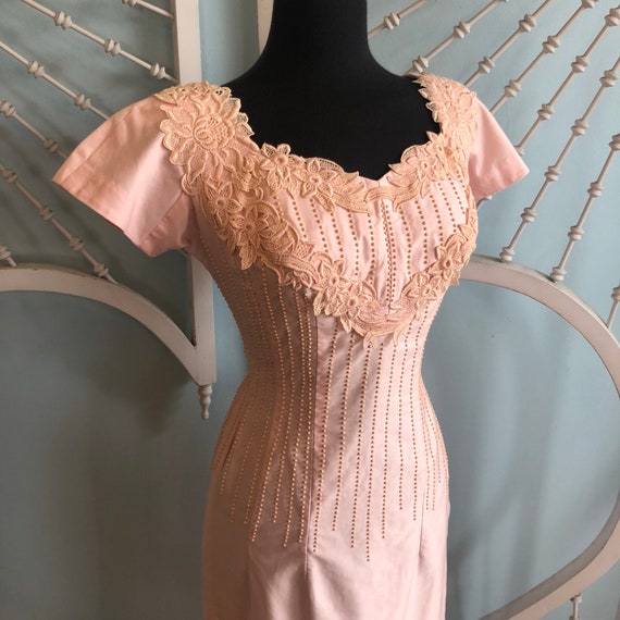 Vintage 1950s Alix of Miami Pink Beaded Cotton Wig