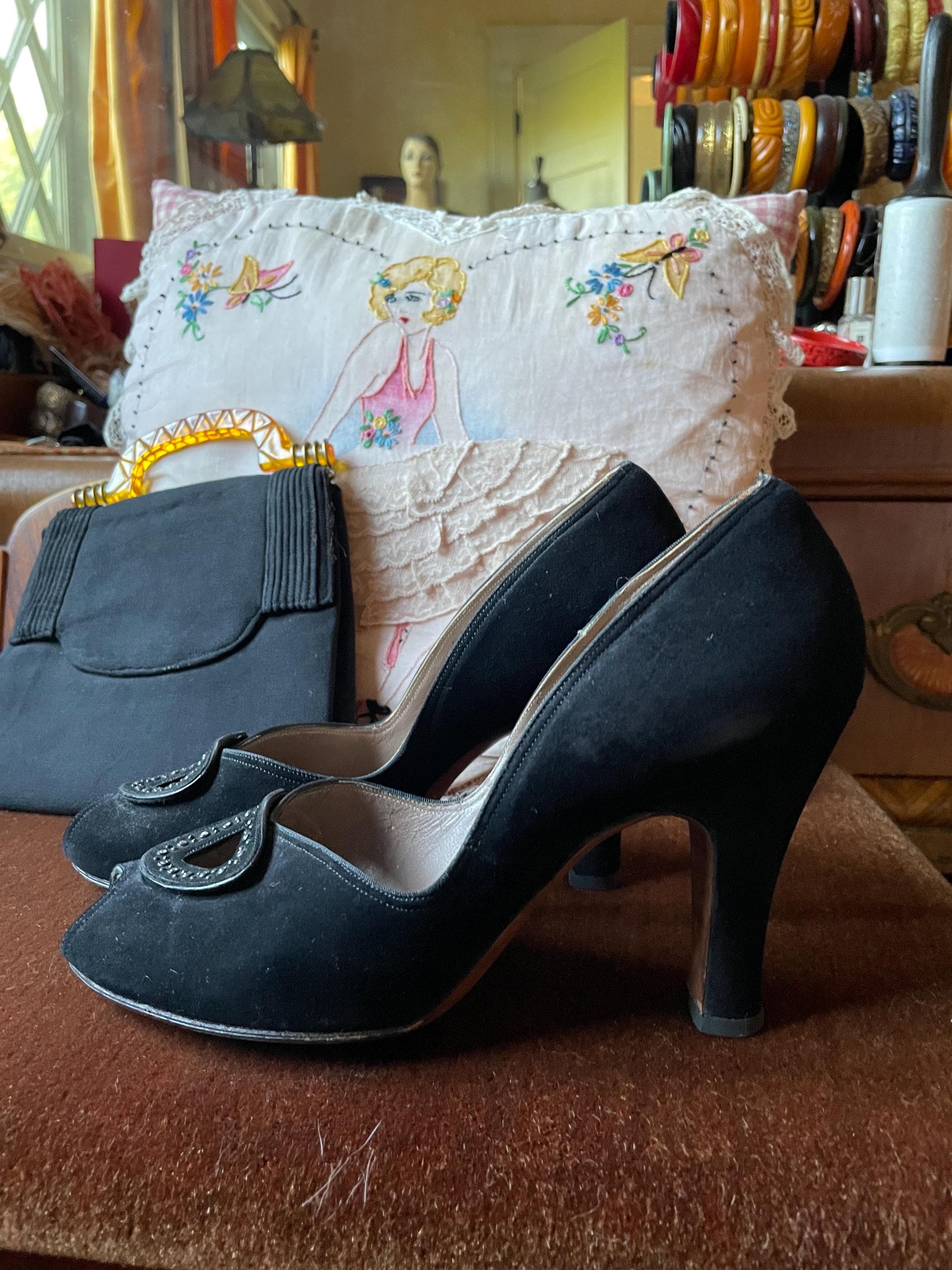 Heels 40's Style Shoes 1940s Black Heels