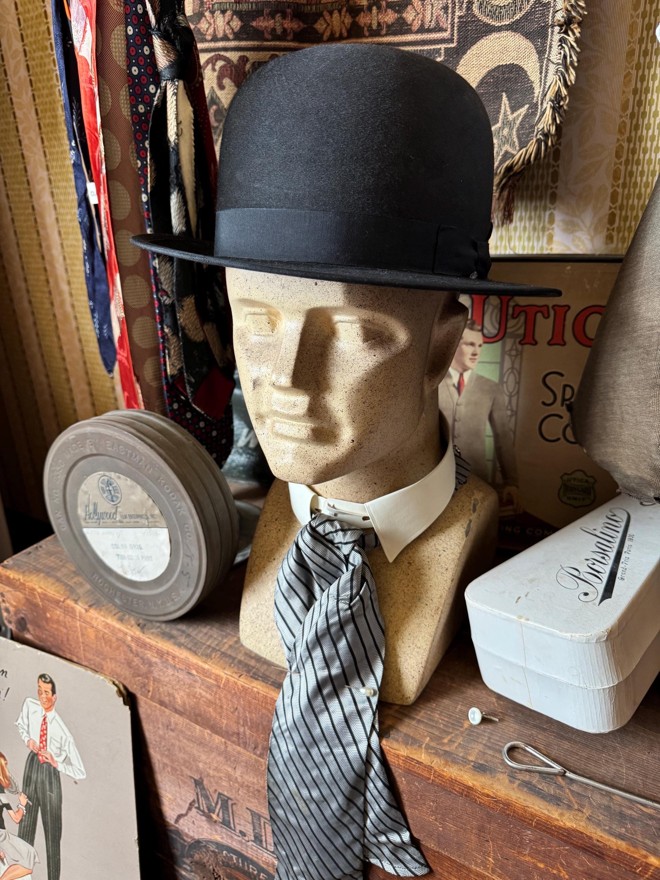 イギリスヴィンテージ XL 英国製ボーラーハット 1930s ブラック イギリスヴィンテージ XL 英国製ボーラーハット 1930s ブラック