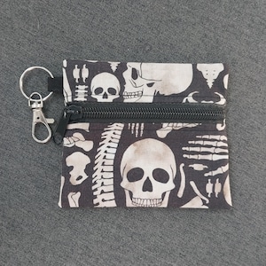 Monedero con cremallera frontal y diseño de calaveras de esqueleto, billetera pequeña, bolso con péndulo, bolso con dados, bolso con runas, billetera minimalista, bolsa con cremallera, monedero