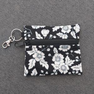 Monedero con cremallera frontal y diseño floral, billetera pequeña, bolso con forma de péndulo, bolso para dados, bolso con runas, billetera minimalista, estuche con cremallera, monedero, estuche para cambio