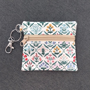 Monedero con cremallera frontal y diseño floral, billetera pequeña, bolso con forma de péndulo, bolso para dados, bolso con runas, billetera minimalista, estuche con cremallera, monedero, estuche para cambio