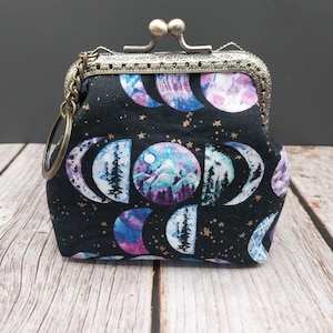 Nature Moon Phases Kiss Snap Clasp Change Coin Purse