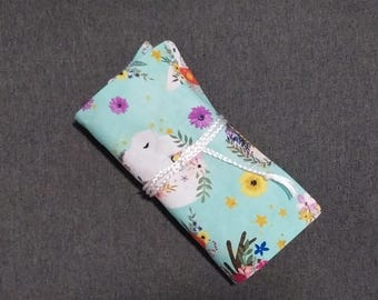 Floral Forest Animals Tarot Oracle Deck Wrap Pouch with Pocket