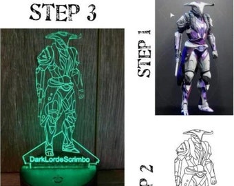 Game light, ghost, replica, Tapistry, Patch, 2 shaxx, 3d Any Gaming Character into LED Lamp Custom Game Character Ghost