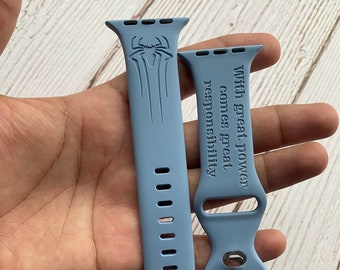 Spider man Apple Watch Band Iwatch Silicone Band Laser Engraved Super Hero Watch Band Spiderman watch band Christmas Gift Gift for kid teens