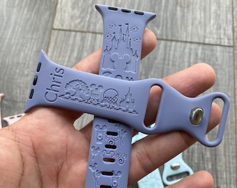 Nombre personalizado con el tema de Disney Park Snacks Pattern Apple Watch Band Regalo para niños Disney ama Disney Vacation Christmas Gift Disney Cruise