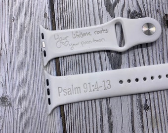 Pulseiras de Apple Watch com inscrição personalizada, gravação personalizada, ótimas para o Dia dos Namorados, aniversário, presentes para casais, presente de Dia das Mães, Natal