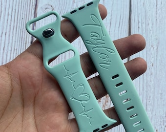 Gepersonaliseerde verpleegkundige arts hartslag Apple Watch-band iWatch gepersonaliseerde siliconen 38/40/41 42/44/45/49 gegraveerde stethoscoop kankerlint