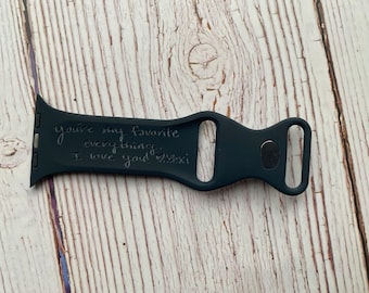 Escrita à mão na pulseira de relógio, presente de dia dos pais, compatível com Apple Watch, transforme a nota do ente querido em inscrição, pulseira manuscrita para o pai gravar