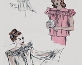 Vintage 1940s Womens Bedjackets Sewing Pattern Vogue 5934 40s Easy Swing Era Sewing Pattern Size Small Bust 32-34