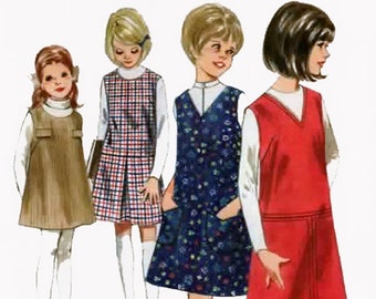 Vintage 1960s Girls MOD A-Line Jumper Sewing Pattern Butterick 4072 Quick and Easy 60s Pattern Size 4  UNCUT