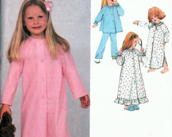 Vintage 70s Childrens Christmas Pajamas Pj's Nightgown Robe Sewing Pattern Simplicity 9250 Children's Size 4 Breast 23 UNCUT