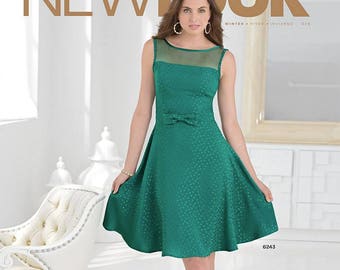 Misses&#39; ROMANTIC Holiday Illusion Bodice Dress w/ Full Skirt and Bolero Sewing Pattern New Look 0944 for Plus and Reg Size 8-18 UNCUT