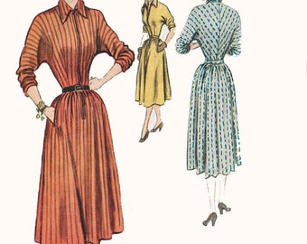 Vintage McCalls 8233 Sewing Pattern ROCKABILLY Dress Wing Collar 1950s Sewing Pattern Size 15 Bust 33