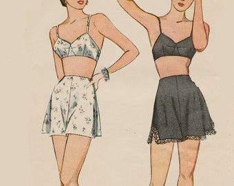 Vintage 1940s Lingerie Pattern Brassiere Bra Tap Panties Knickers Sewing Pattern Simplicity 4994 40s Swing Era Pattern Size 14 Bust 32