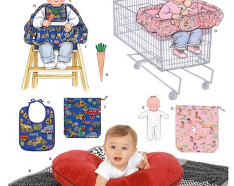 Baby Accessories High Chair Cover Cart Cover Pillow Bibs Doll Toy Sewing Pattern Simplicity 4225 Wrights Pattern by Teri One Size UNCUT