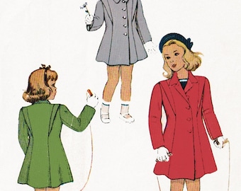 Vintage 1940s Cute Toddler Girls Princess Coat Sewing Pattern McCall 6568 Swing Era 40s Children's Pattern Size 1